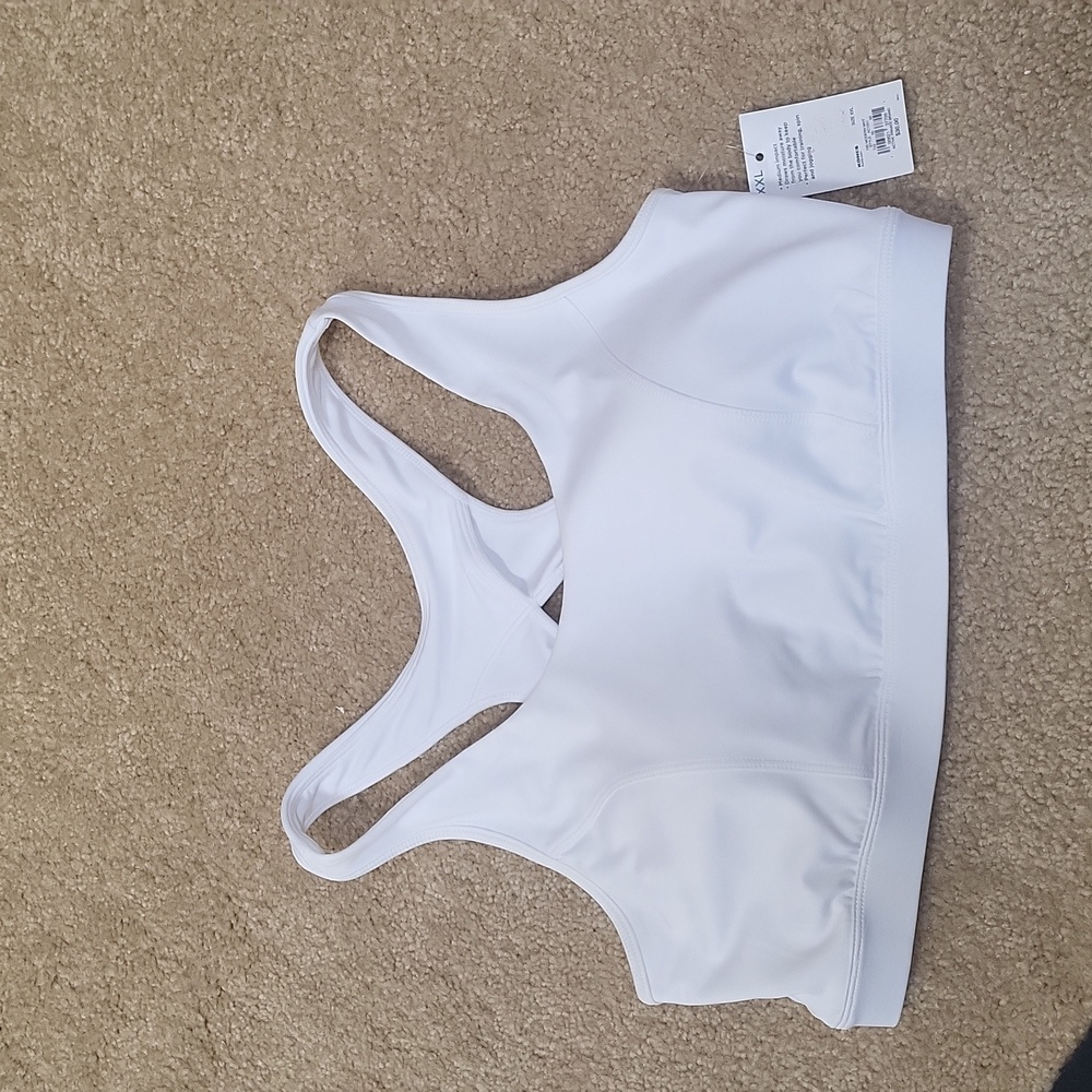 Tex Gear white XXL women's workout bra no underwire elastic new w tags remove pa